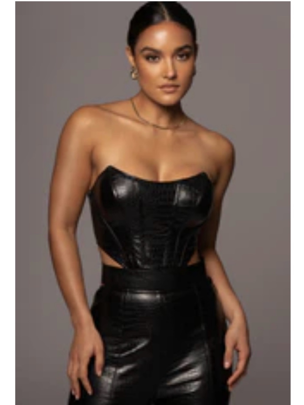 Black Faux Leather Corset Top